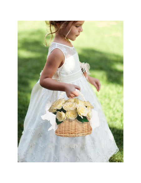 Cesta de Flores para Niña de Boda TITA-DONG 30cm Mimbre Cesta de Flores para Niña de Boda TITA-DONG 30cm Mimbre