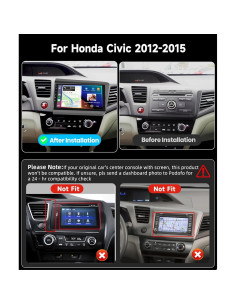 Estéreo de Coche Podofo para Honda Civic 2012-2015 9" HD 2