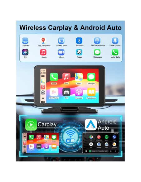 Pantalla Táctil Portátil 7" HD Carplay Android Auto Bokilino Pantalla Táctil Portátil 7" HD Carplay Android Auto Bokilino