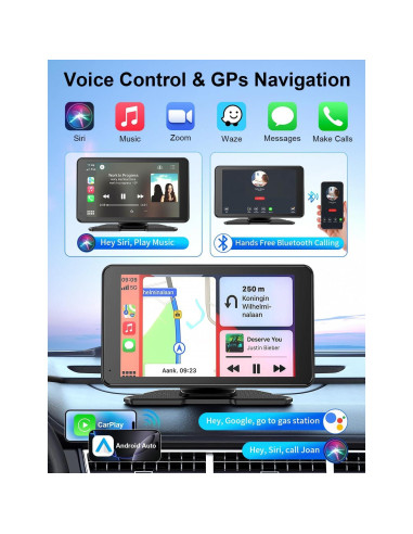 Pantalla Táctil Portátil 7" HD Carplay Android Auto Bokilino