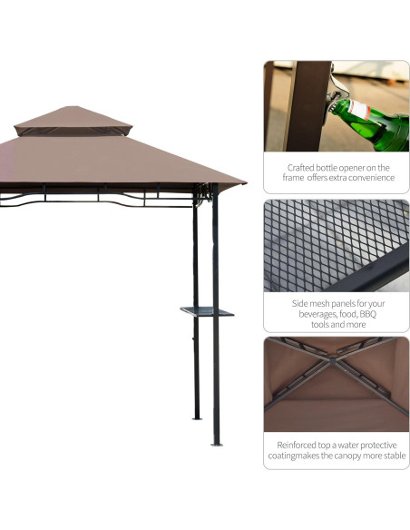 Gazebo para Parrilla Outsunny 2.46m x 1.47m con Techo Doble Gazebo para Parrilla Outsunny 2.46m x 1.47m con Techo Doble