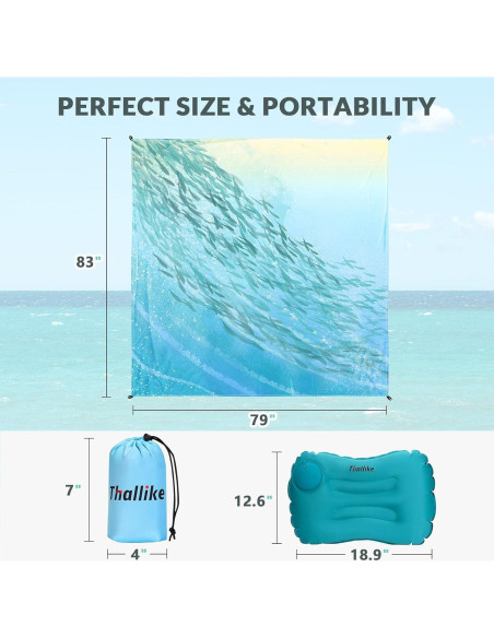 Manta de Playa Thallike Impermeable 200x210 cm con Almohada Inflable Manta de Playa Thallike Impermeable 200x210 cm con Almohada Inflable
