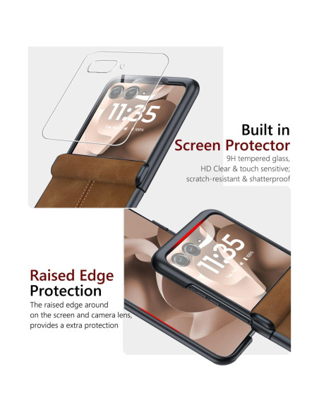Funda de cuero PU para Motorola Razr 2025/2024 marrón con bisagra Funda de cuero PU para Motorola Razr 2025/2024 marrón con bisagra