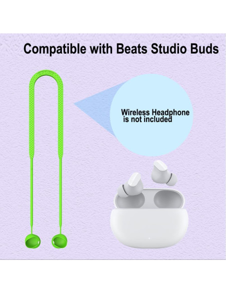 Correa Antipérdida ZSHMJMJ para Beats Studio Buds - Silicona Verde Fluorescente Correa Antipérdida ZSHMJMJ para Beats Studio Buds - Silicona Verde Fluorescente
