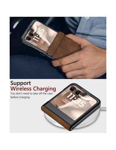 Funda de cuero PU para Motorola Razr 2025/2024 marrón con bisagra