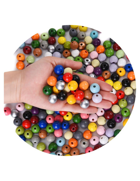 240 Perlas Redondas de Madera Jsehchya 16mm Coloridas para Manualidades 240 Perlas Redondas de Madera Jsehchya 16mm Coloridas para Manualidades