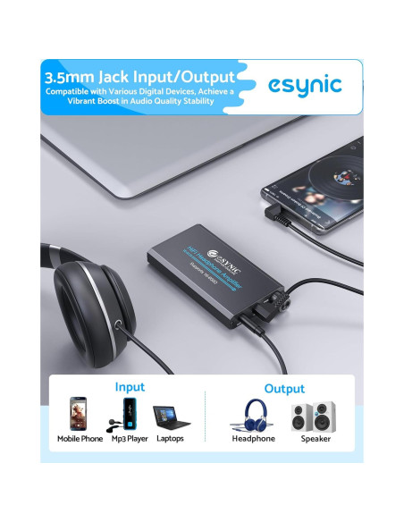 Amplificador de Auriculares Portátil eSynic 16-600 HiFi 12H Amplificador de Auriculares Portátil eSynic 16-600 HiFi 12H
