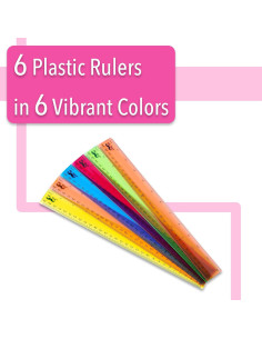 Regla Plástica Transparente Mr. Pen 30.48 cm 6 Paquete Colores 2