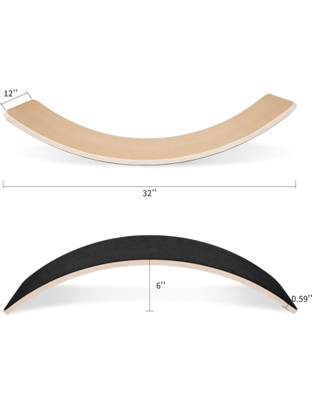Tabla de Equilibrio Fitvids de Madera 81 cm Negra para Niños y Adultos Tabla de Equilibrio Fitvids de Madera 81 cm Negra para Niños y Adultos