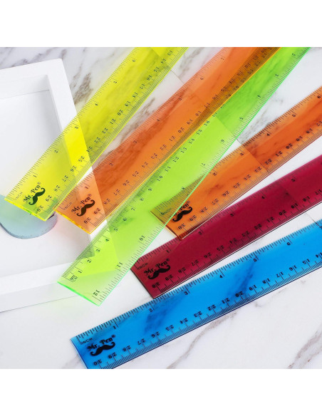 Regla Plástica Transparente Mr. Pen 30.48 cm 6 Paquete Colores Regla Plástica Transparente Mr. Pen 30.48 cm 6 Paquete Colores
