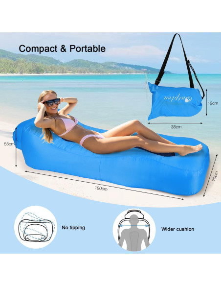Sofá Inflable de Playa Outplea Azul Cielo 190x80 cm Sofá Inflable de Playa Outplea Azul Cielo 190x80 cm
