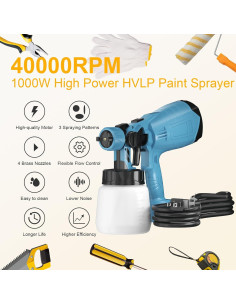 Pistola de Pintura Eléctrica Monggoli 1000W 1000ml 4 Boquillas 2