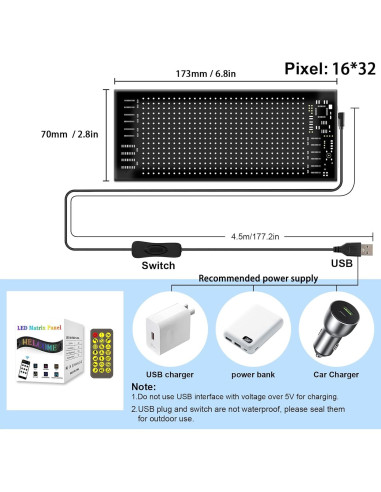 Letrero LED Programable Super RGB 17.27x7.11cm Flexible