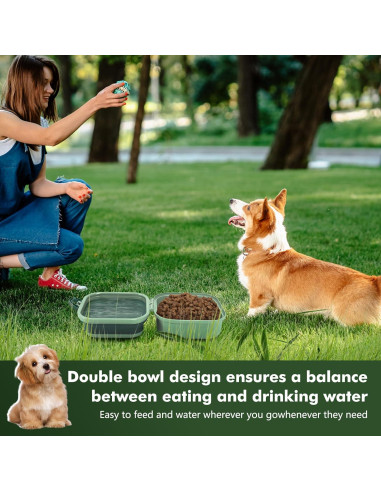 Cuencos Plegables para Perros ZNPET 2-en-1 140g Verde