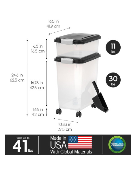 IRIS USA Combo de Almacenamiento y Cuencos Elevados para Perros IRIS USA Combo de Almacenamiento y Cuencos Elevados para Perros