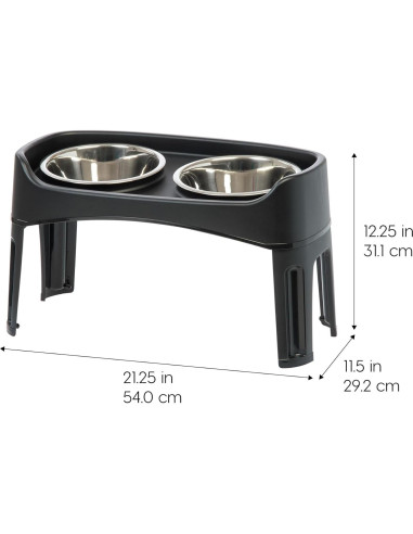 IRIS USA Combo de Almacenamiento y Cuencos Elevados para Perros