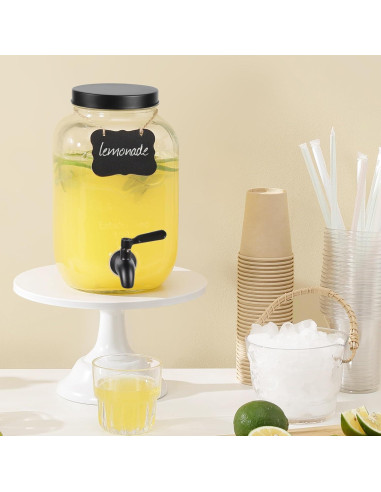 Dispensador de Bebidas de Vidrio 1 Galón HomeFeel Negro