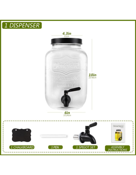 Dispensador de Bebidas de Vidrio 1 Galón HomeFeel Negro Dispensador de Bebidas de Vidrio 1 Galón HomeFeel Negro