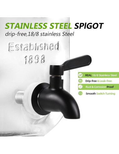 Dispensador de Bebidas de Vidrio 1 Galón HomeFeel Negro