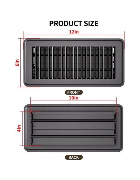 Rejilla de Piso Ajustable FanGoFast 4x10 Gris Oscuro - 3 Paquetes Rejilla de Piso Ajustable FanGoFast 4x10 Gris Oscuro - 3 Paquetes