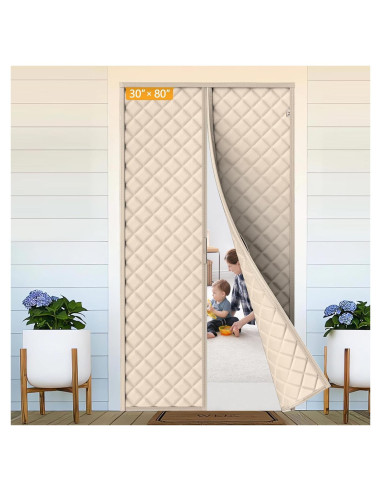 Cortina de Puerta Térmica Aislante Magnética Yotache 81x208 cm Beige