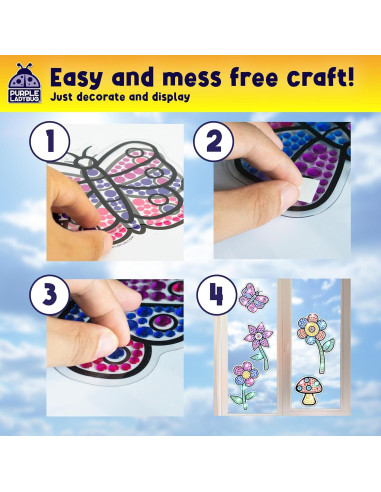 Kit de Manualidades Suncatcher LADYBUG MORADO - Arte de Diamante 5D para Niños 6-12 Años