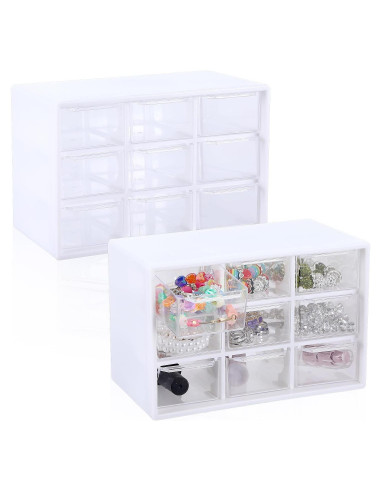 Mini Organizador de Cajones Tolare 2 Pcs con 9 Cajones Transparentes