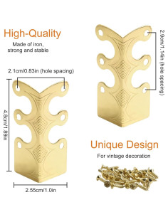 6 Protectores de Esquinas de Metal Vintage CRIDENG - Oro 2
