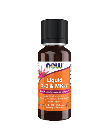 NOW Foods Suplemento Líquido D3 y K2 2500 UI 100 mcg 30 ml