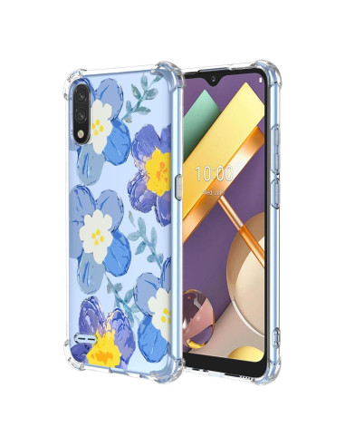 Funda Protectora Floral Azul para LG K22 y K22 Plus