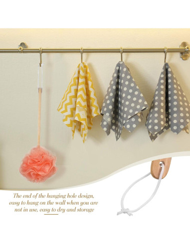 4 Cepillos de Baño Loofah con Mango de Madera Patelai 88 cm