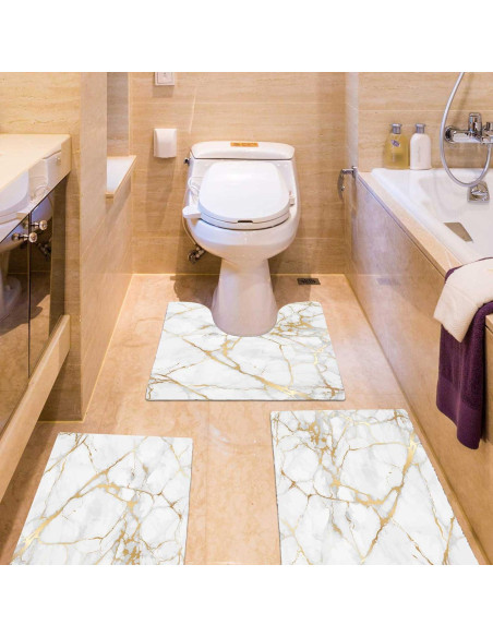 Conjunto de Alfombrillas de Baño EMMTEEY 3 Piezas Antideslizantes Conjunto de Alfombrillas de Baño EMMTEEY 3 Piezas Antideslizantes