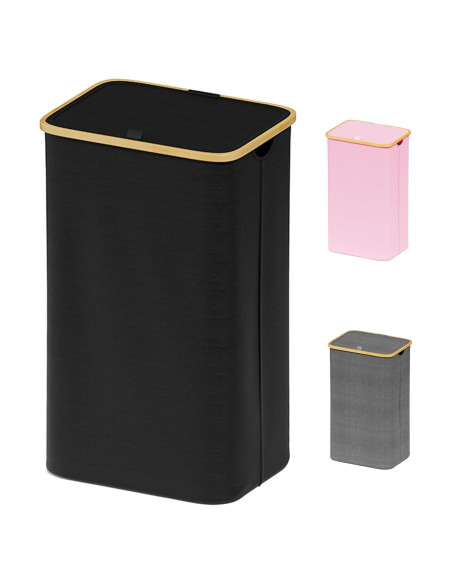 Cesta de Ropa SUOCO Plegable con Tapa 110L Negra Cesta de Ropa SUOCO Plegable con Tapa 110L Negra