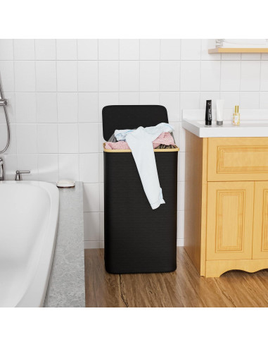 Cesta de Ropa SUOCO Plegable con Tapa 110L Negra