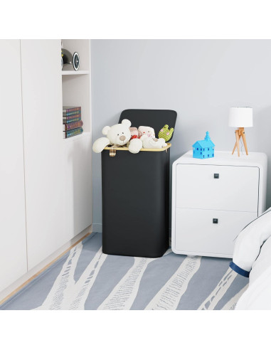 Cesta de Ropa SUOCO Plegable con Tapa 110L Negra