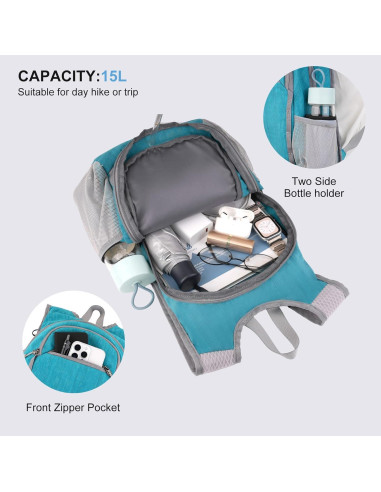 Mochila de Senderismo MOSISO 15L Plegable Resistente al Agua