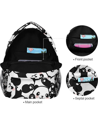 Mochila Escolar ALAZA Panda para Niñas 40.5x29x17.5cm