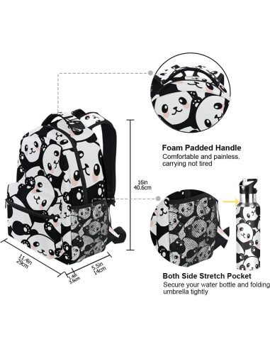 Mochila Escolar ALAZA Panda para Niñas 40.5x29x17.5cm