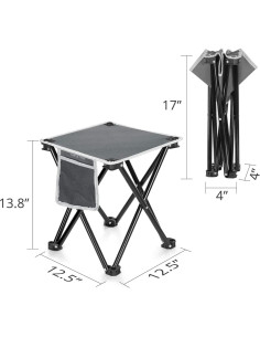 Taburete de Camping Plegable Zaboro 2 Pack Gris 35.1 cm 2