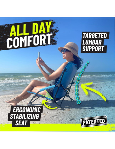 Silla de Playa STRONGBACK Reclinable Gravedad Baja Azul