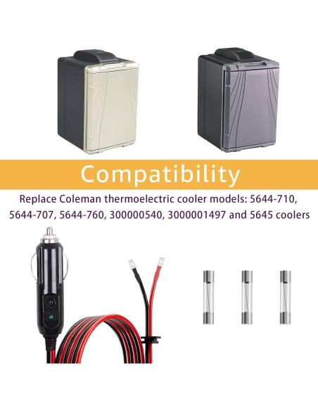 Cable de Reemplazo 12V/24V Basysion para Enfriador Coleman 8 pies Cable de Reemplazo 12V/24V Basysion para Enfriador Coleman 8 pies