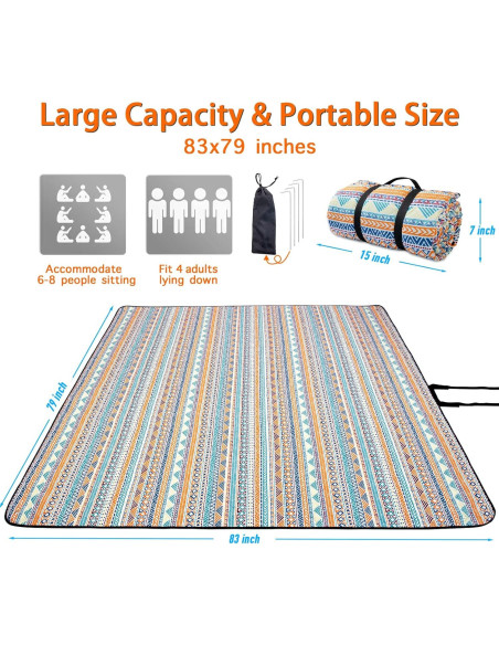 Manta de Picnic Extra Grande PY SUPER MODE 210x200 cm Impermeable Manta de Picnic Extra Grande PY SUPER MODE 210x200 cm Impermeable