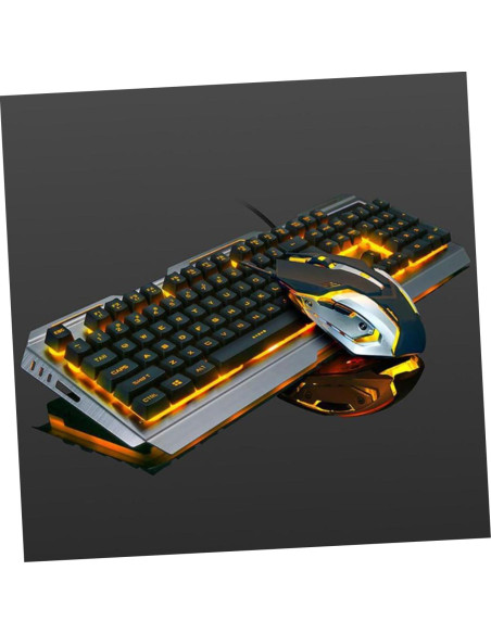 Teclado Mecánico Ergonómico HOMSFOU USB Retroiluminado y Ratón LED Teclado Mecánico Ergonómico HOMSFOU USB Retroiluminado y Ratón LED