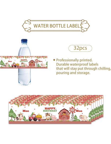 Etiquetas de Botellas de Agua de Vaca ROYAKZ - 32 Piezas Etiquetas de Botellas de Agua de Vaca ROYAKZ - 32 Piezas