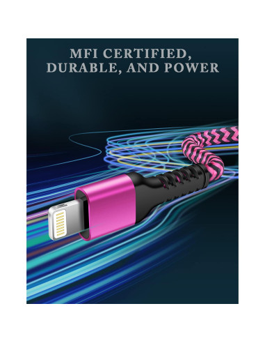 Cable de carga rápida MFI 10 pies Dynamic8 para iPhone