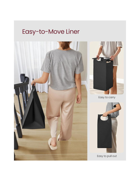 Cesto de Ropa Sucia VASAGLE 3 Compartimentos 120L Negro Cesto de Ropa Sucia VASAGLE 3 Compartimentos 120L Negro