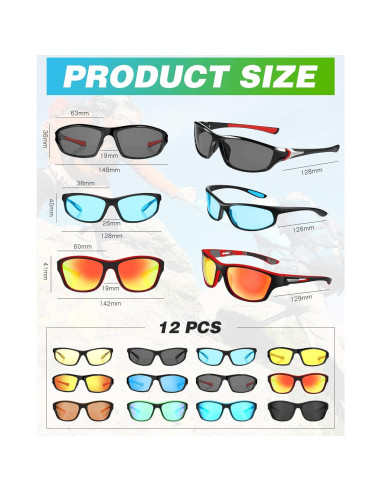 12 Pares Gafas de Sol Polarizadas Kanayu UV para Deportes