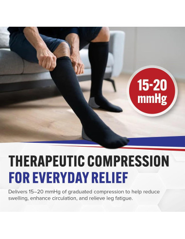 Calcetines de Compresión AHS Medianos 15-20 mmHg Negros 3 Pares