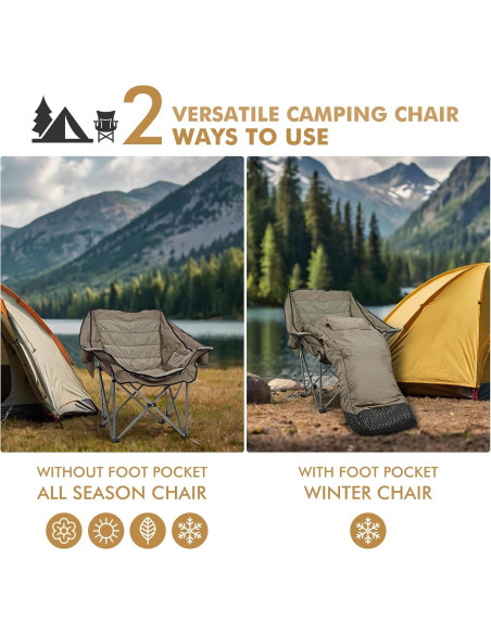 Silla de Camping Calefaccionada Minndudu XL Acolchada Verde Silla de Camping Calefaccionada Minndudu XL Acolchada Verde