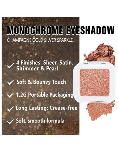 Sombra de Ojos Kaely 1.13g Brillo Dorado Champán